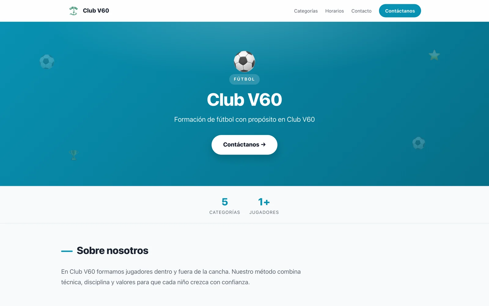 Sitio público de una academia, generado por la plataforma